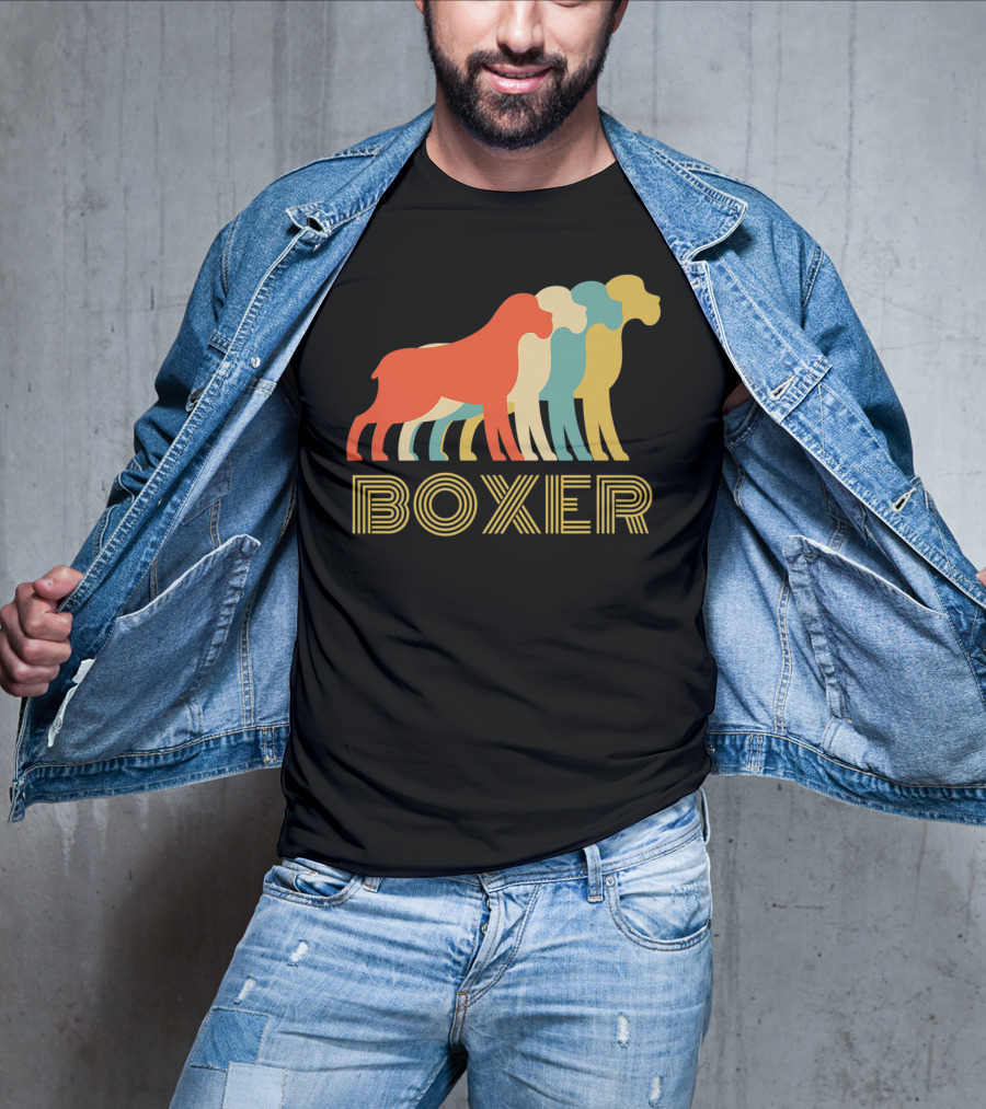 Boxer Dog Breed Vintage Colorful T-Shirt
