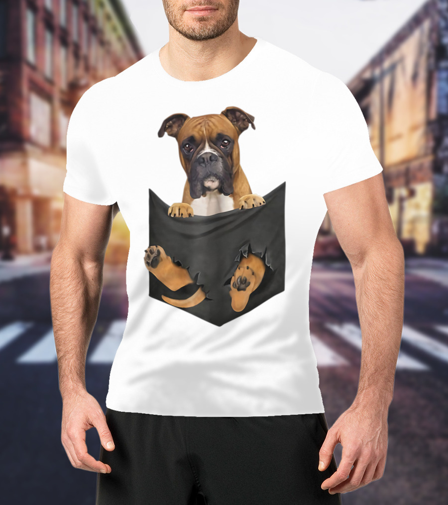 Boxer Puppy In Pocket Boxer Lover T-Shirt