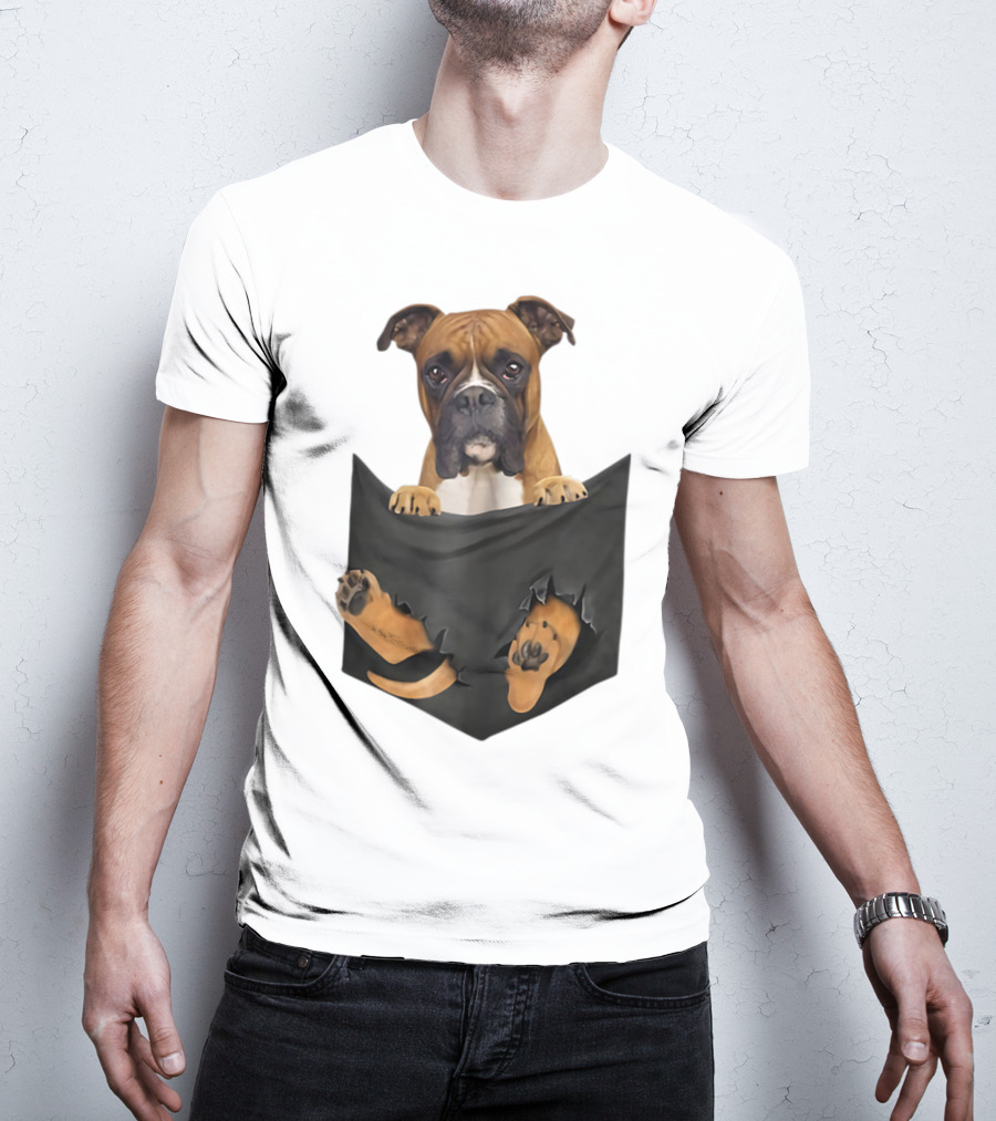 Boxer Puppy In Pocket Boxer Lover T-Shirt