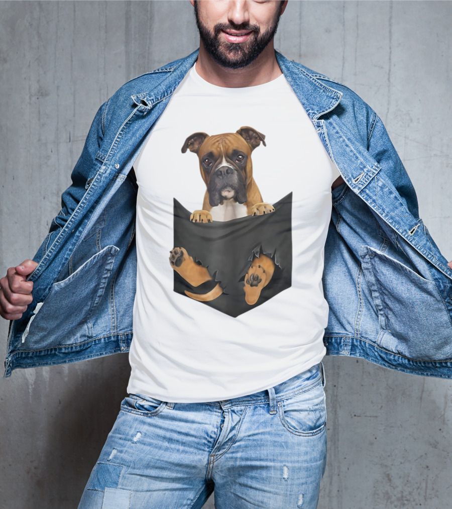 Boxer Puppy In Pocket Boxer Lover T-Shirt
