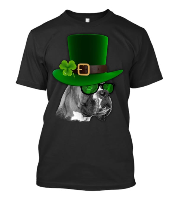 Boxer Dog St Patrick's Day Green Hat Shamrock T-Shirt