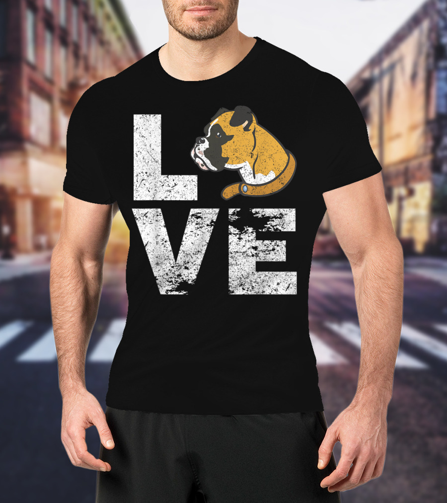 LOVE Boxer Dog Head Funny Dog Lovers T-Shirt