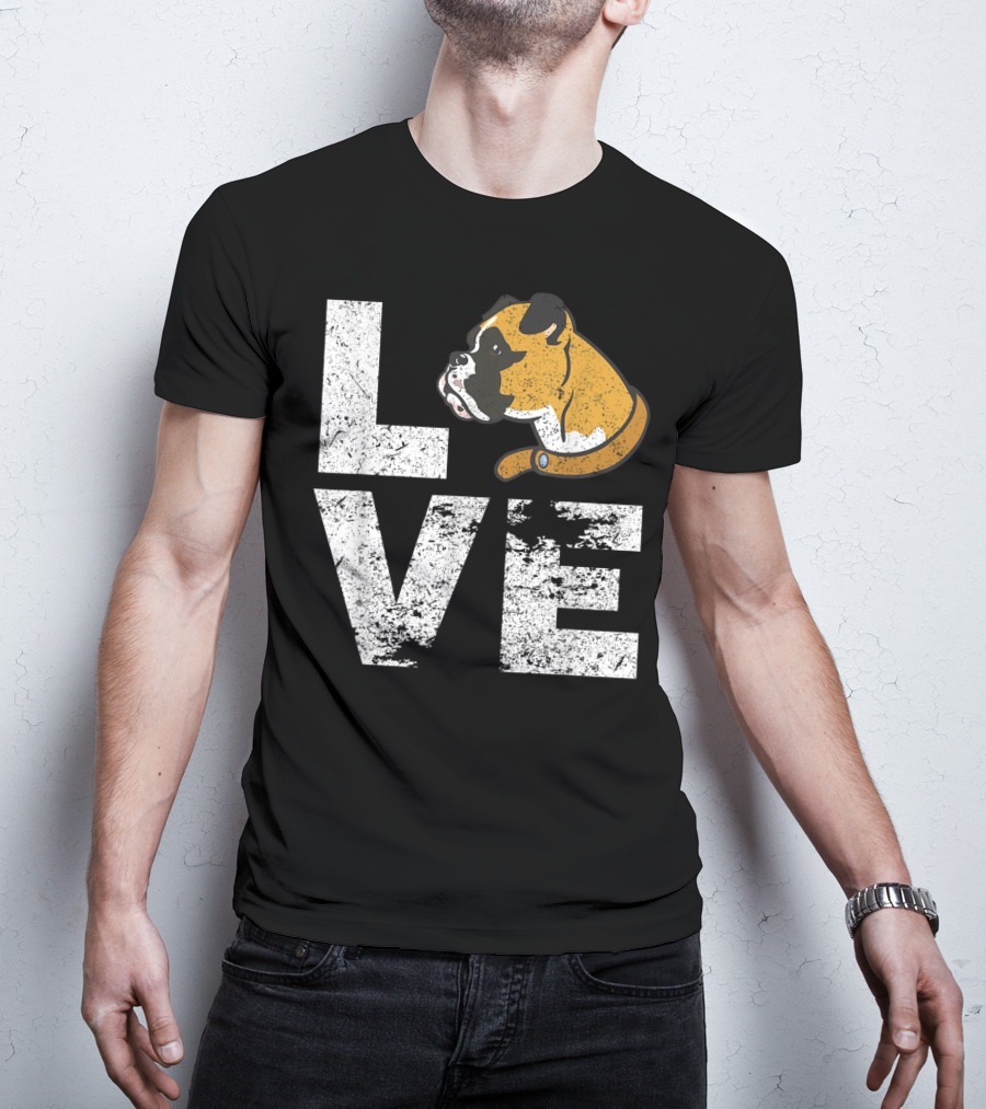 LOVE Boxer Dog Head Funny Dog Lovers T-Shirt