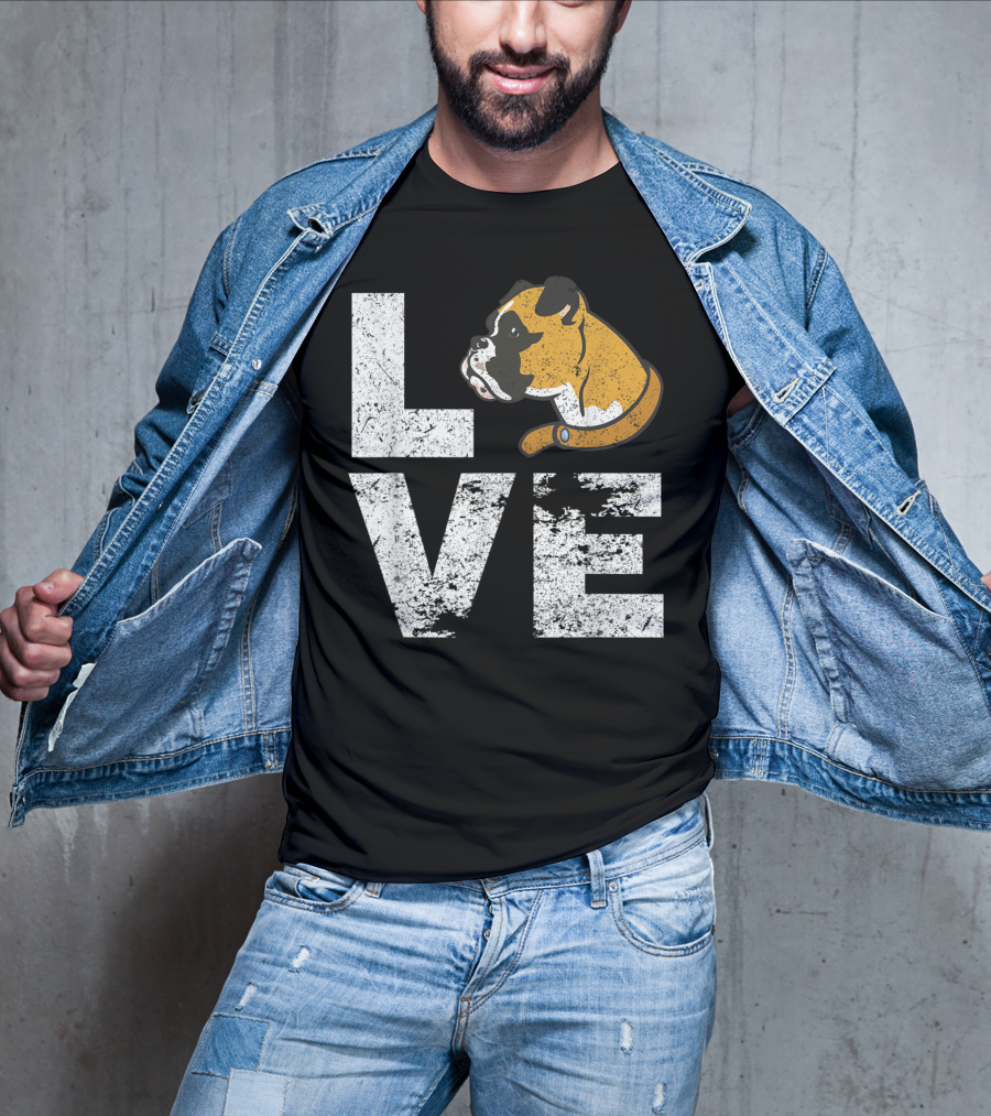 LOVE Boxer Dog Head Funny Dog Lovers T-Shirt