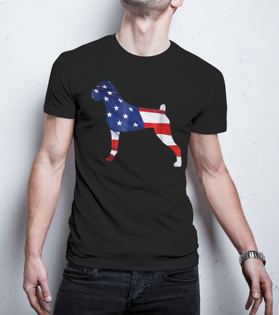 American Flag Boxer Dog Novelty T-Shirt