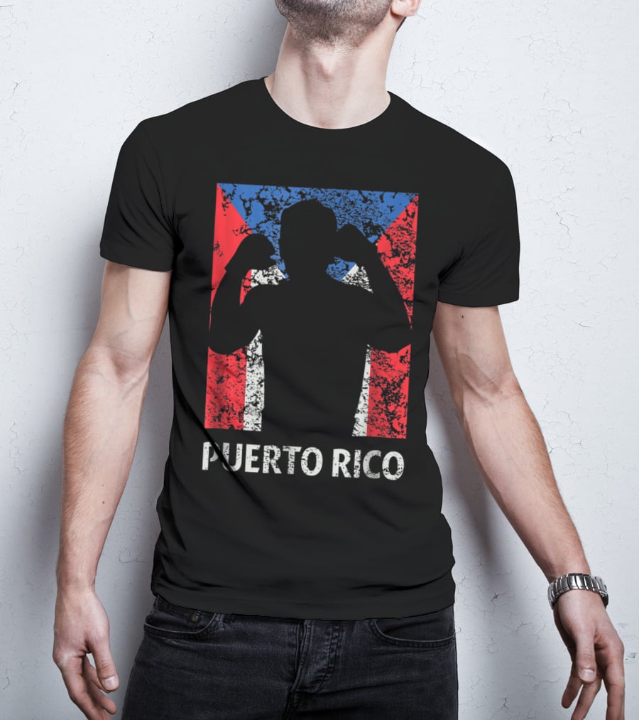 Puerto Rico Flag Boxer Silhouette Pride T-Shirt