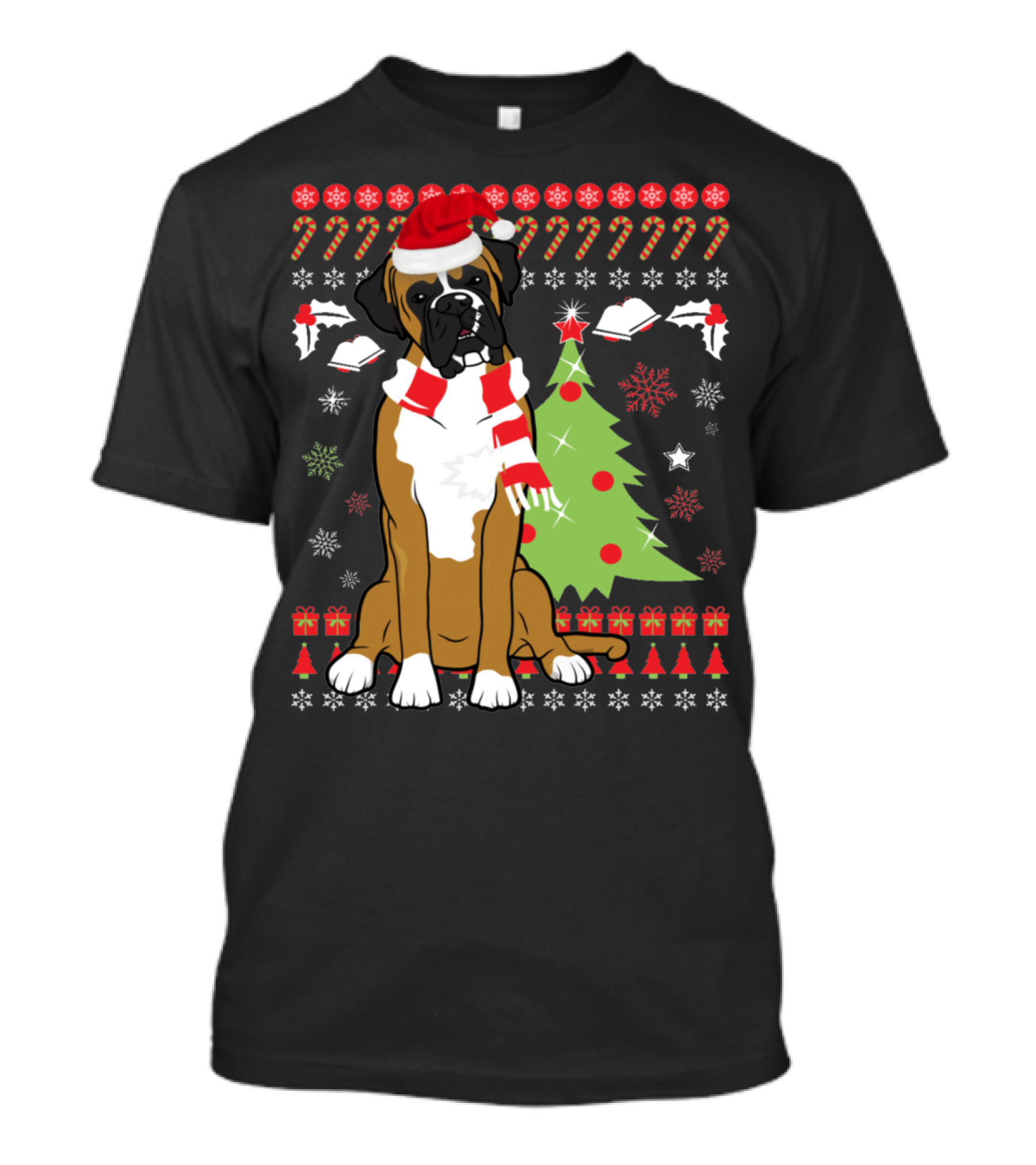 Boxer Dog Christmas Tree Ugly Christmas Holiday Boxer T-Shirt