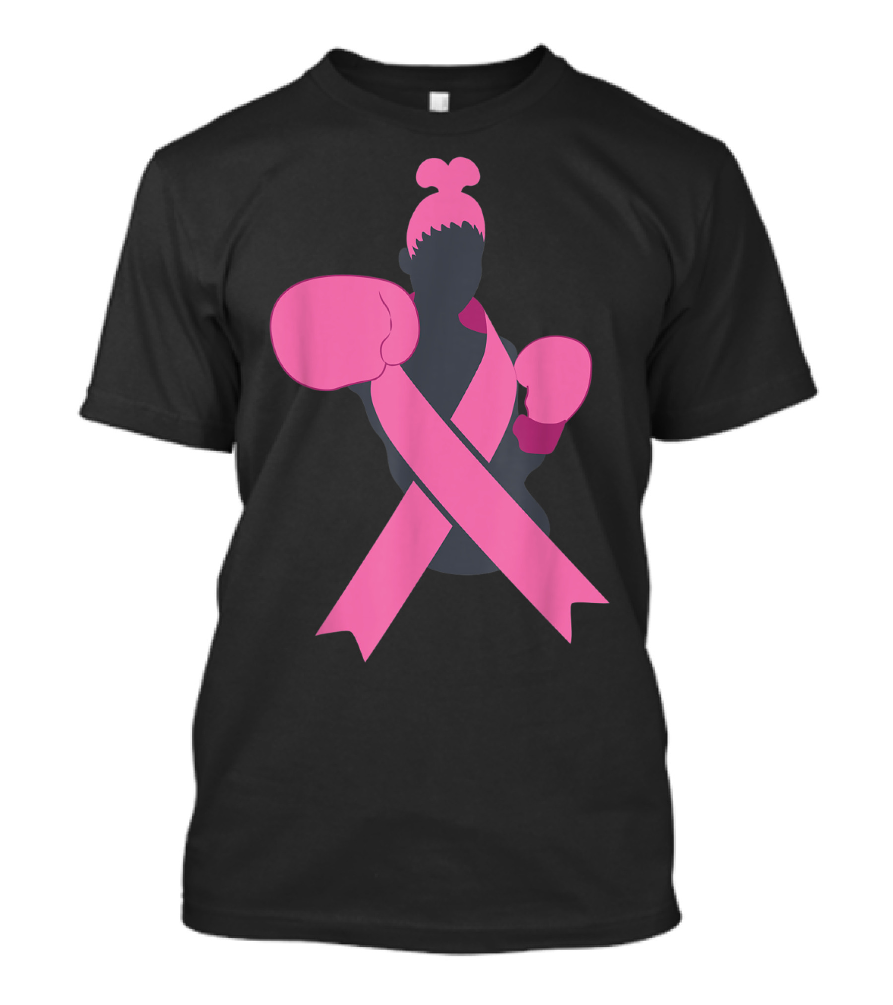 Boxer Supporting Breast Cancer Awareness With Pink Ribbon Boxing Gloves T-Shirt