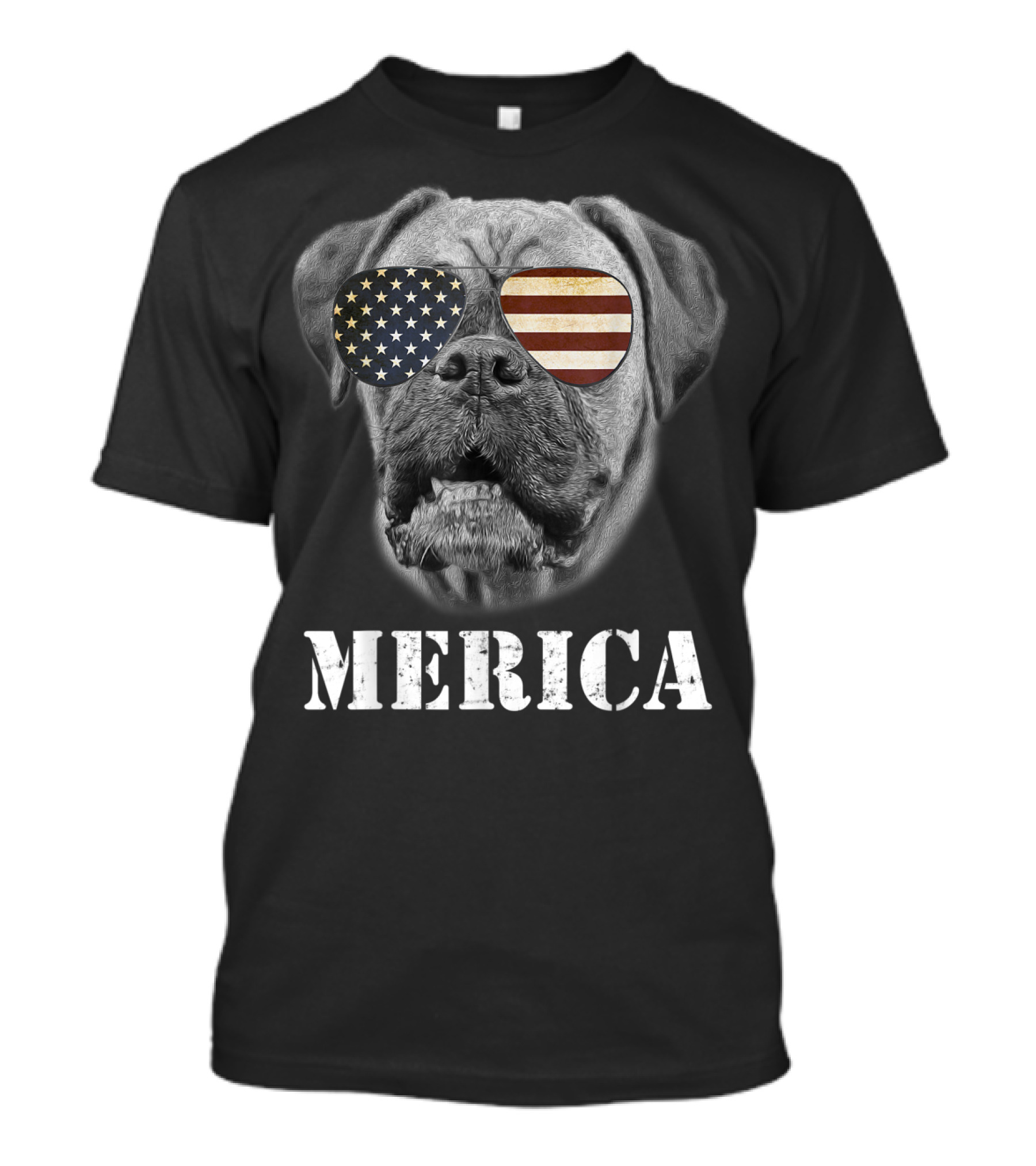 Merica Patriotic Boxer Dog With USA Flag Sunglasses T-Shirt