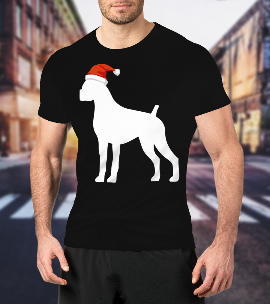 Boxer Dog Wearing Santa Hat Christmas T-Shirt