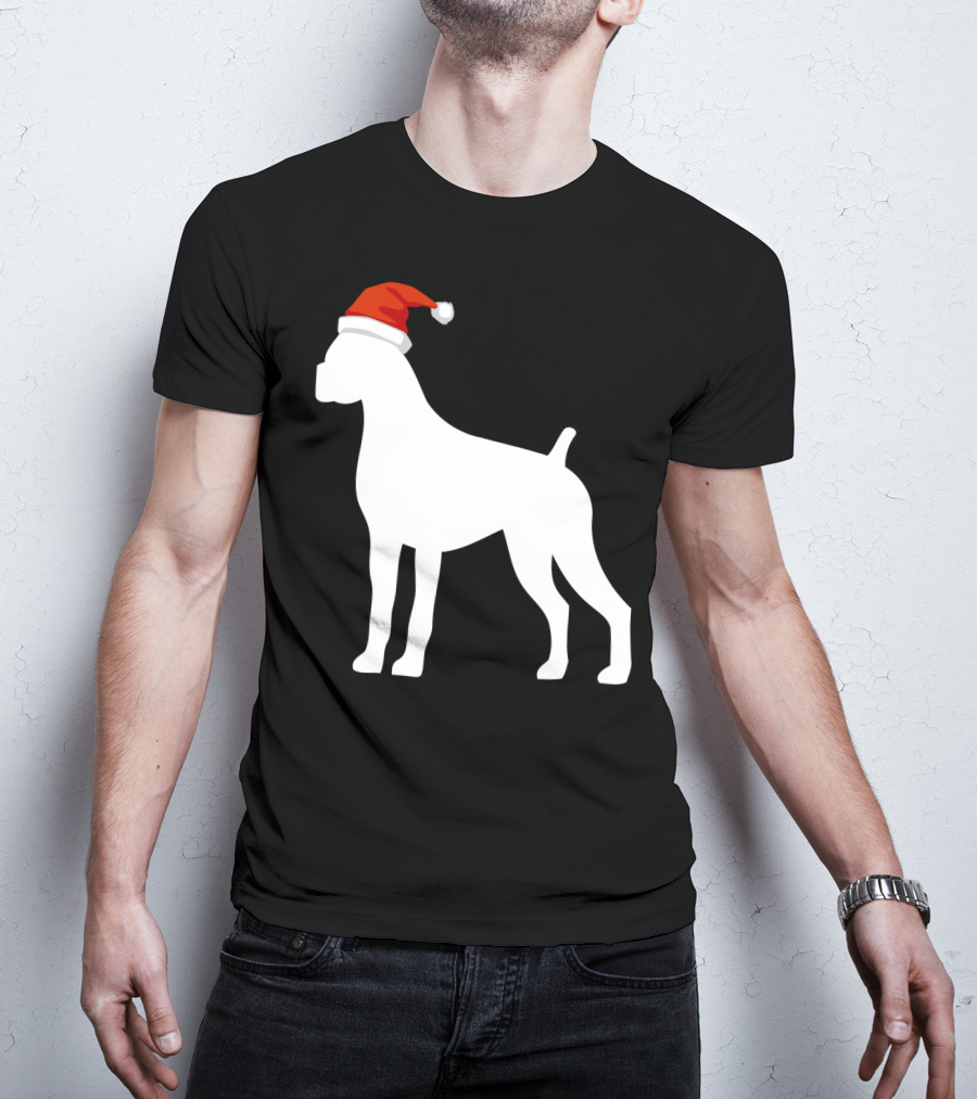 Boxer Dog Wearing Santa Hat Christmas T-Shirt