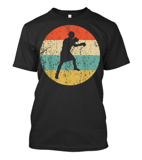Boxing Vintage Boxer Silhouette Retro Circle Stripes T-Shirt