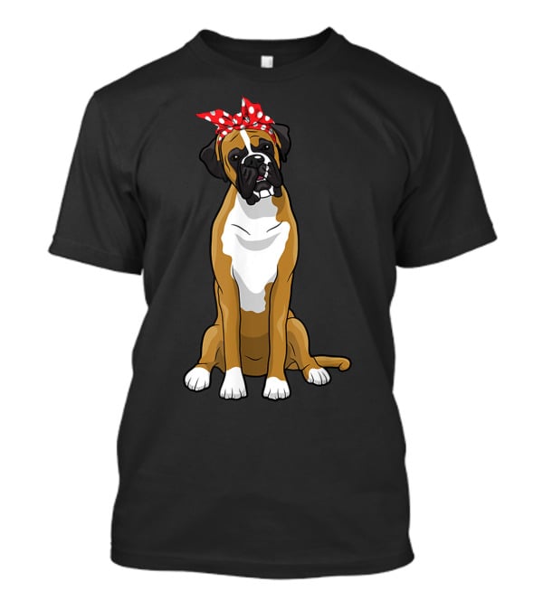 Funny Boxer Dog With Red Bandana For Mom T-Shirt