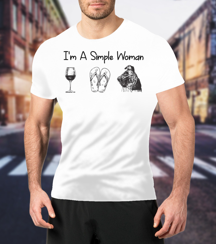 I'm A Simple Woman Wine Flip Flops Boxer T-Shirt