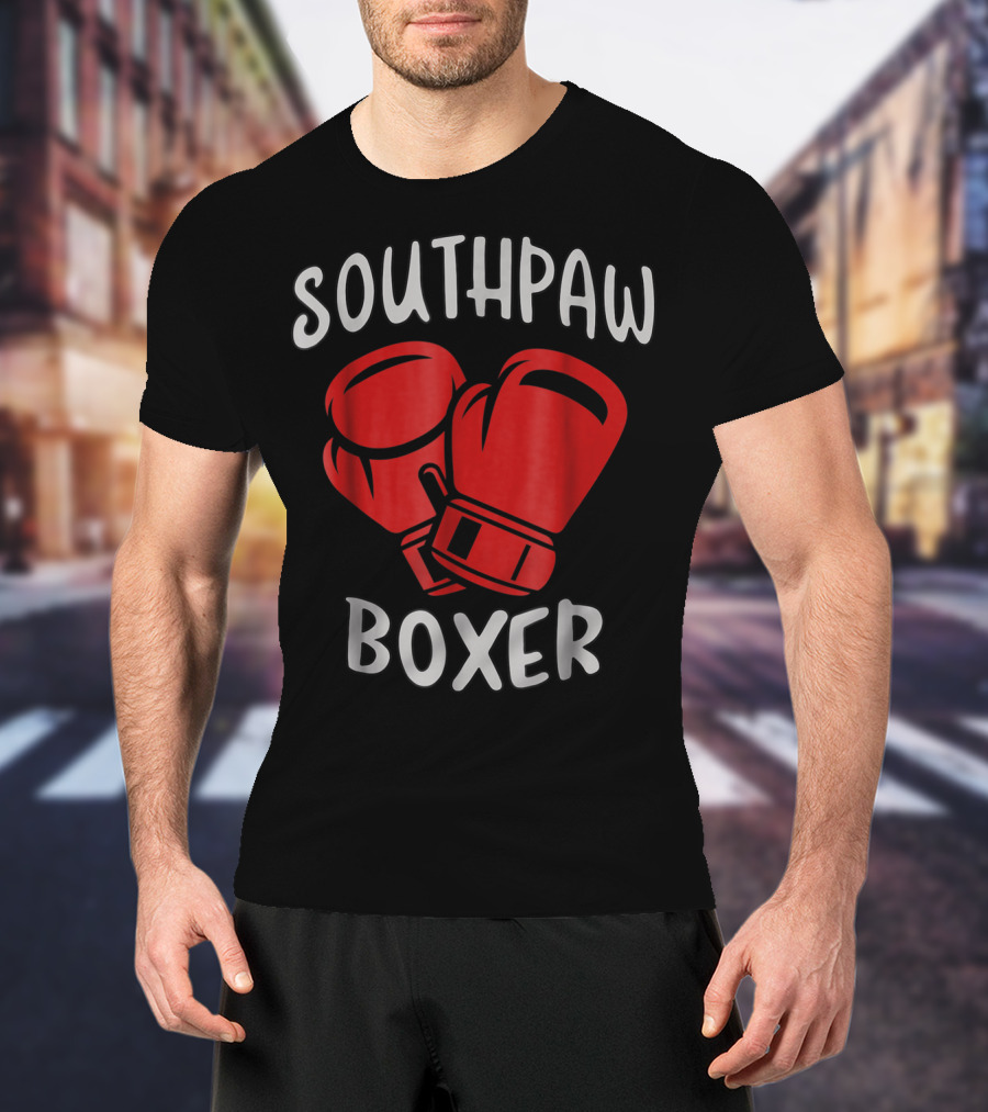 Southpaw Boxer Red Boxing Gloves Left Handed Stance T-Shirt