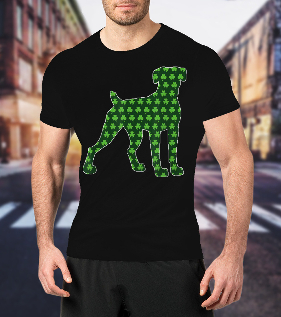 St Patrick's Day Lucky Irish Boxer Dog With Shamrock T-Shirt