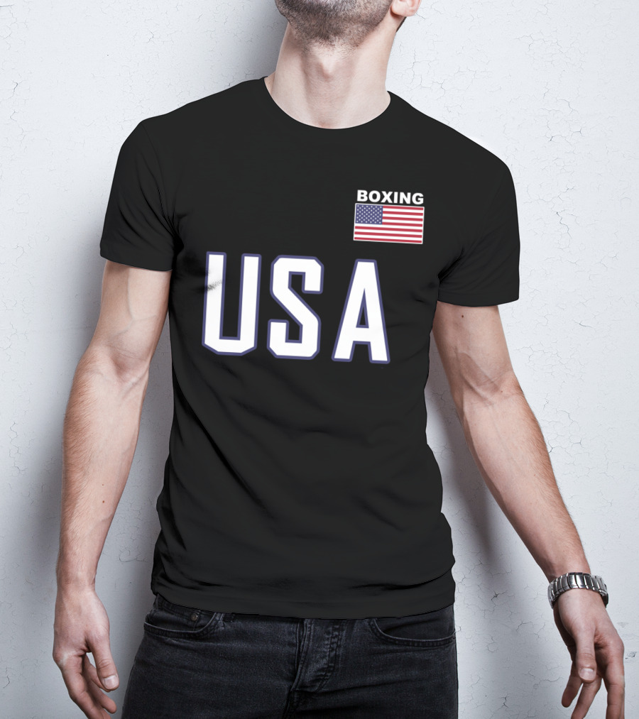 USA Flag Boxing Jacket With Pocket Equipment Theme For Boxer T-Shirt