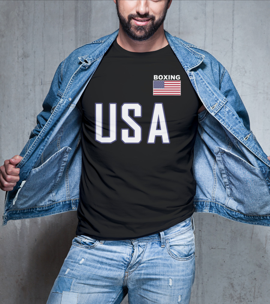 USA Flag Boxing Jacket With Pocket Equipment Theme For Boxer T-Shirt