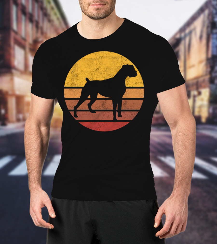 Vintage Sunset Boxer Dog T-Shirt
