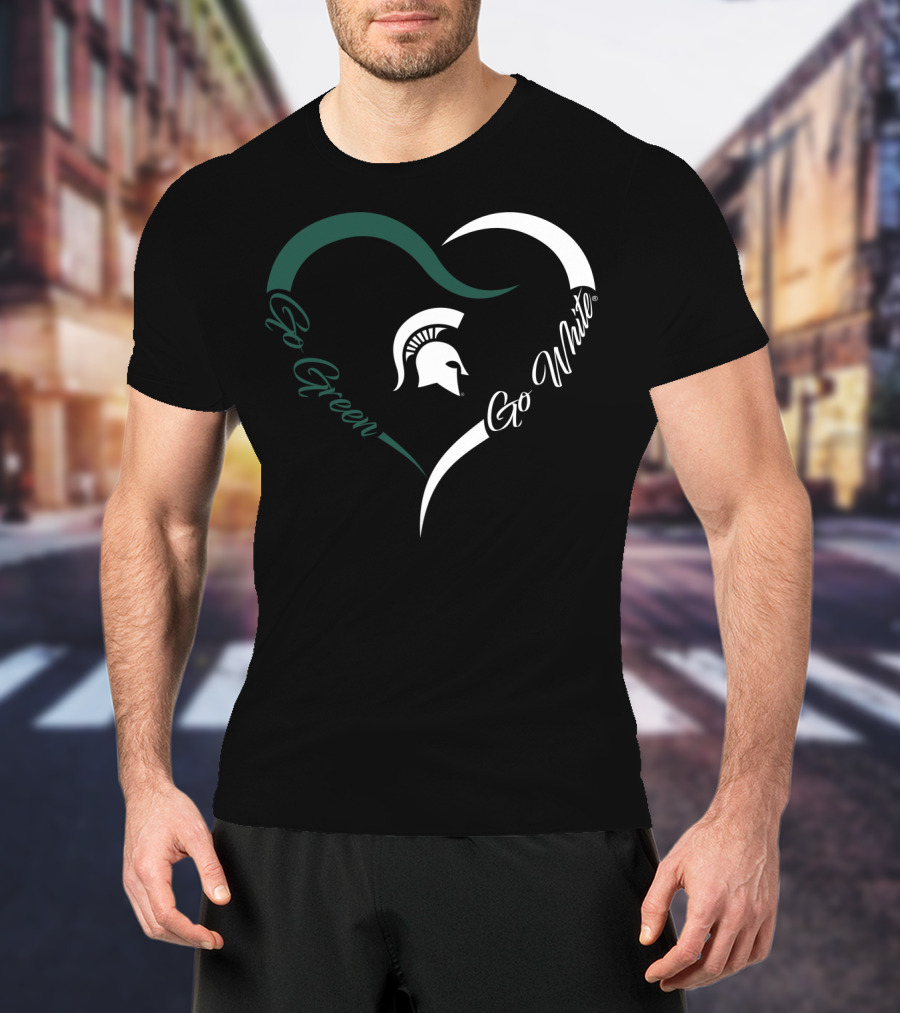 Michigan State Spartans Go Green Go White Heart T-Shirt