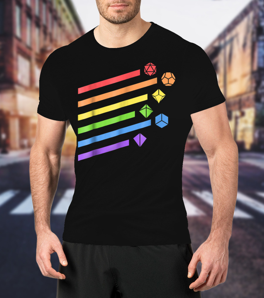 Polyhedral Dice Set Rainbow Colors Minimalist T-Shirt