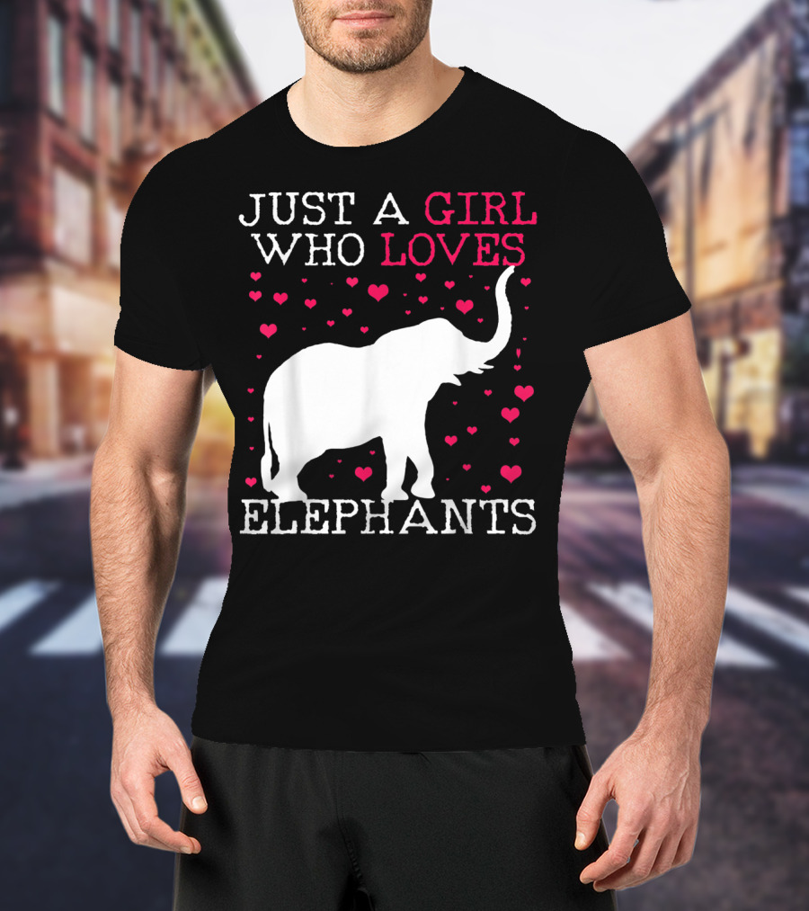 Just A Girl Who Loves Elephants With Heart Graphics T-Shirt