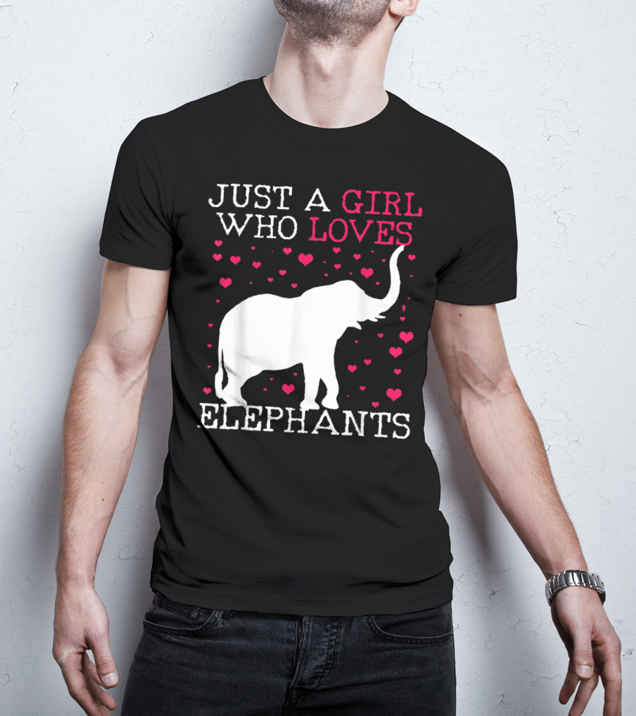 Just A Girl Who Loves Elephants With Heart Graphics T-Shirt