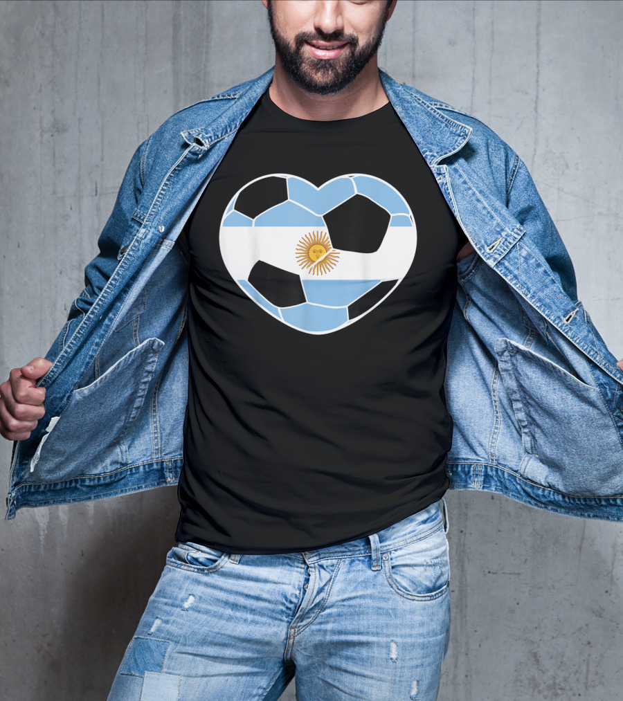 Argentina Soccer Ball Heart Flag Emblem Argentina T-Shirt