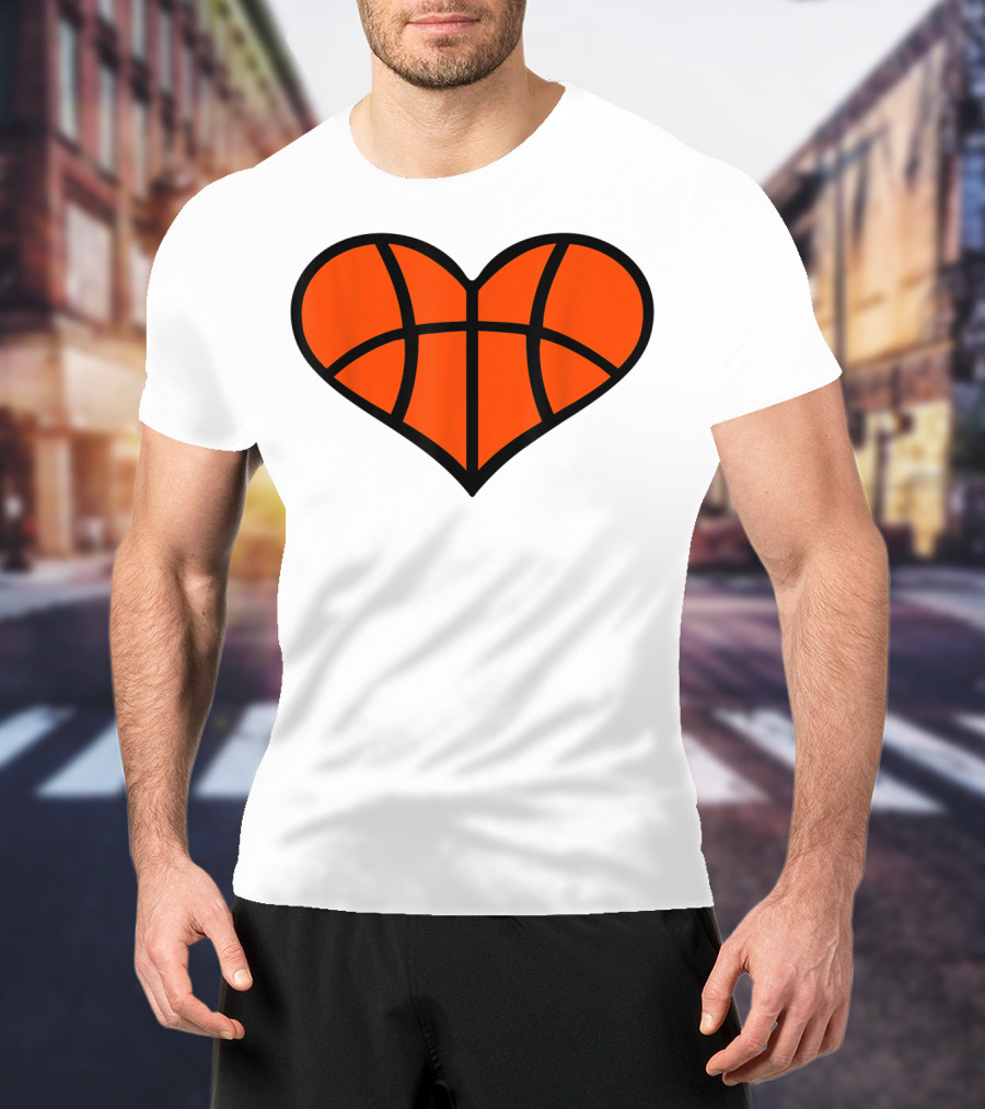 Basketball Heart Shape Orange Ball Lines T-Shirt