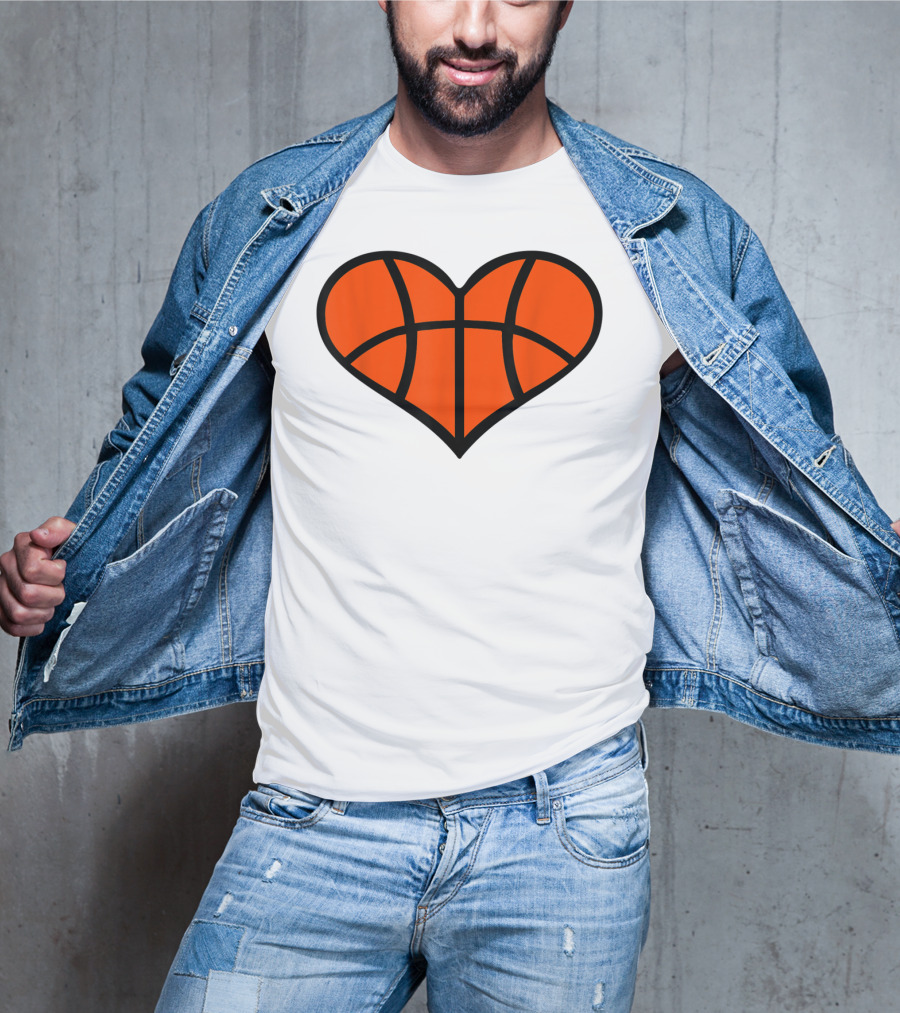 Basketball Heart Shape Orange Ball Lines T-Shirt