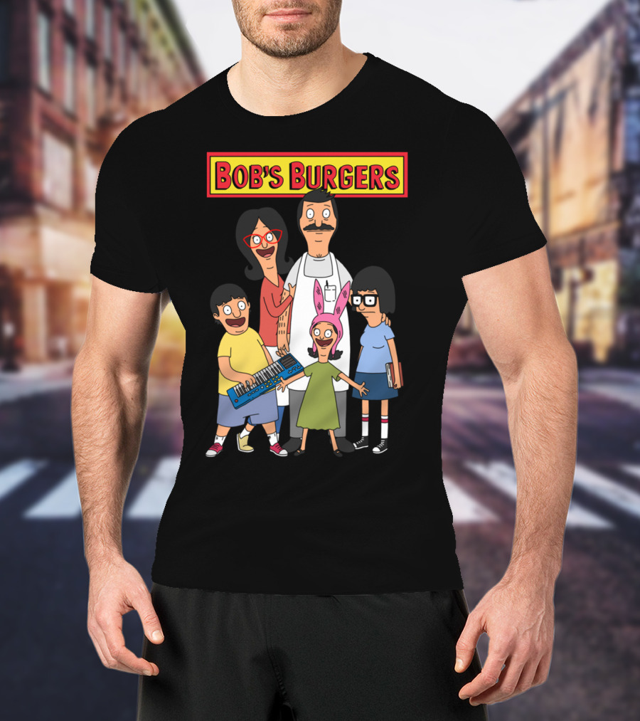Bob's Burgers Animated Family Group With Bob Linda Tina Gene Louise T-Shirt