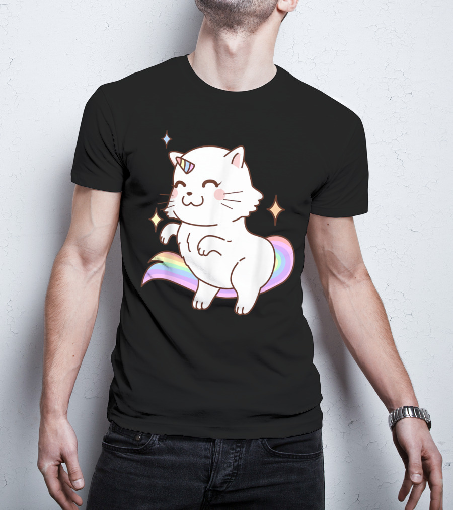 Caticorn Rainbow Cat Kittycorn Unicorn Kawaii Sparkles T-Shirt