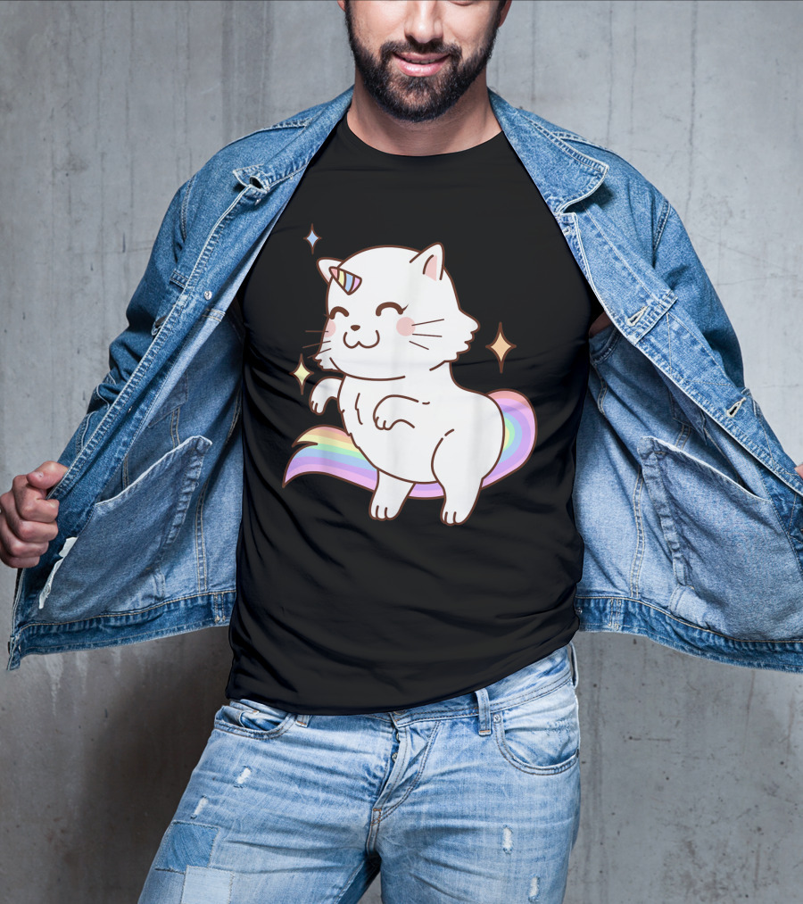 Caticorn Rainbow Cat Kittycorn Unicorn Kawaii Sparkles T-Shirt