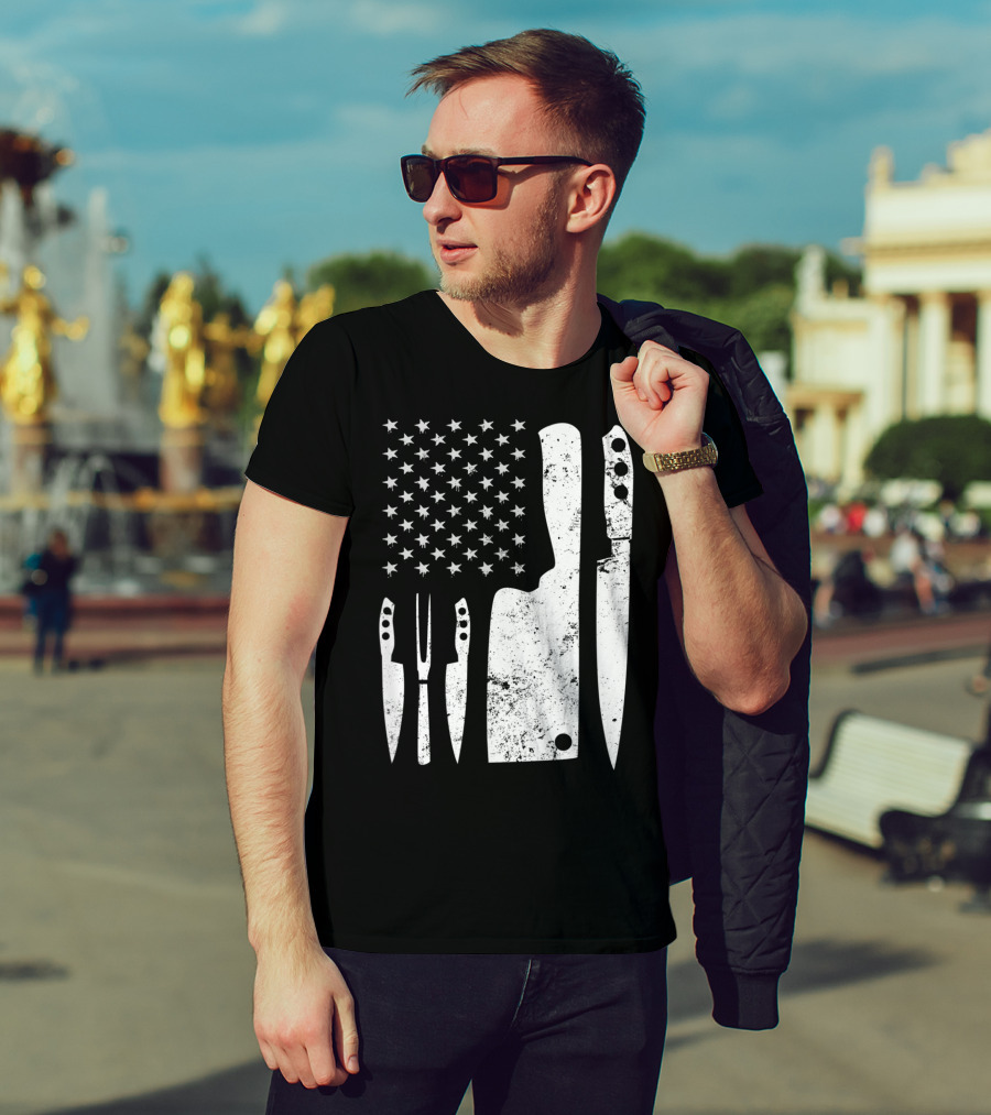 Chef Knife US Flag T-Shirt