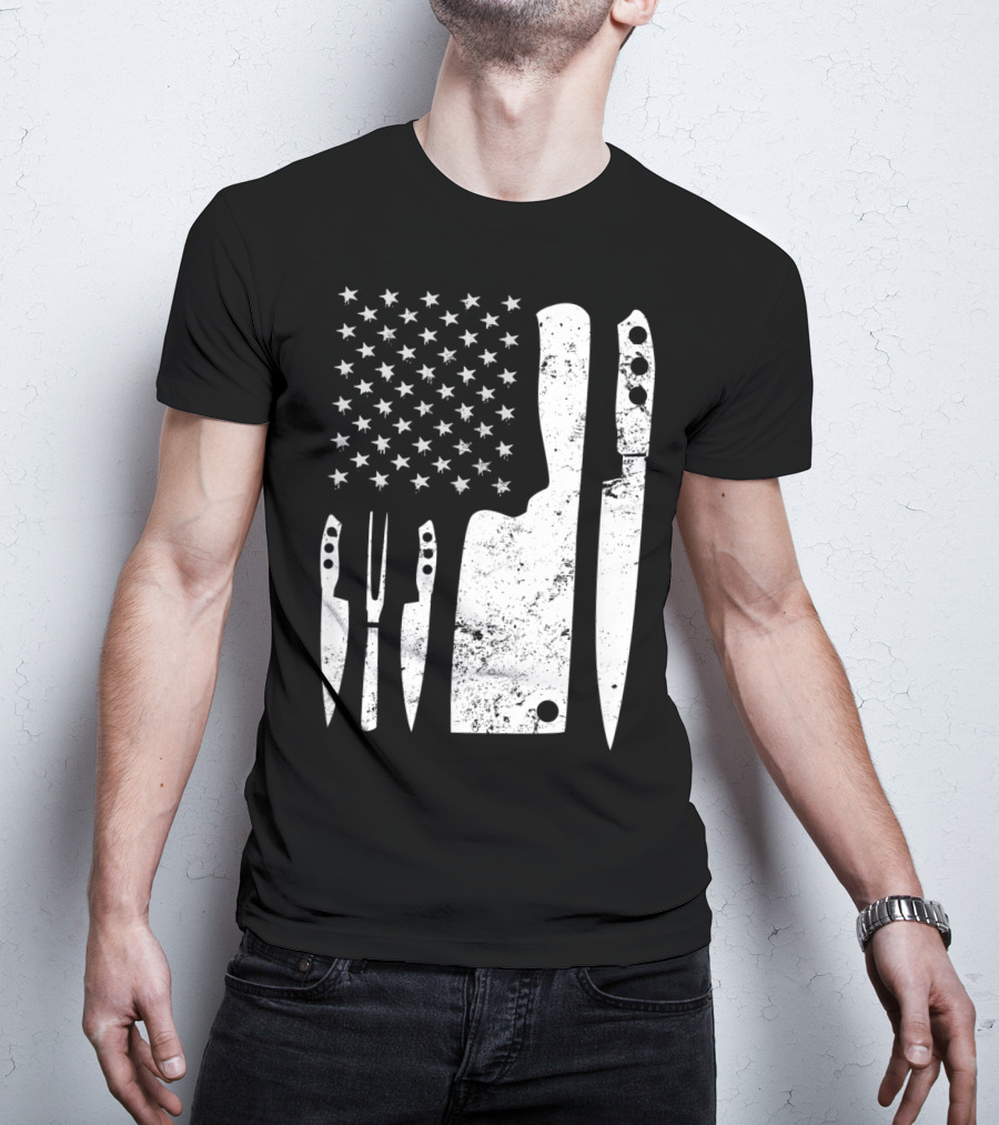 Chef Knife US Flag T-Shirt