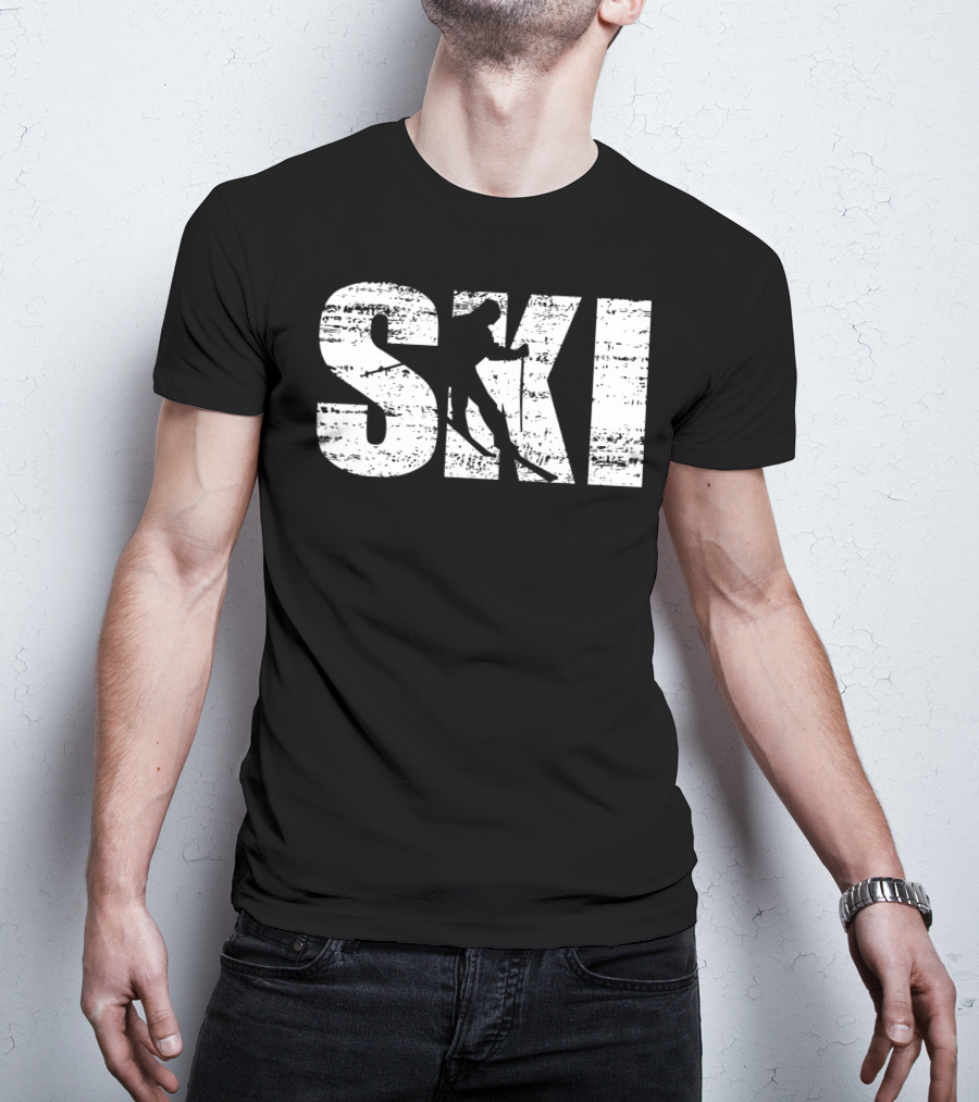 Cool Distressed Skiing For Skiers SKI T-Shirt