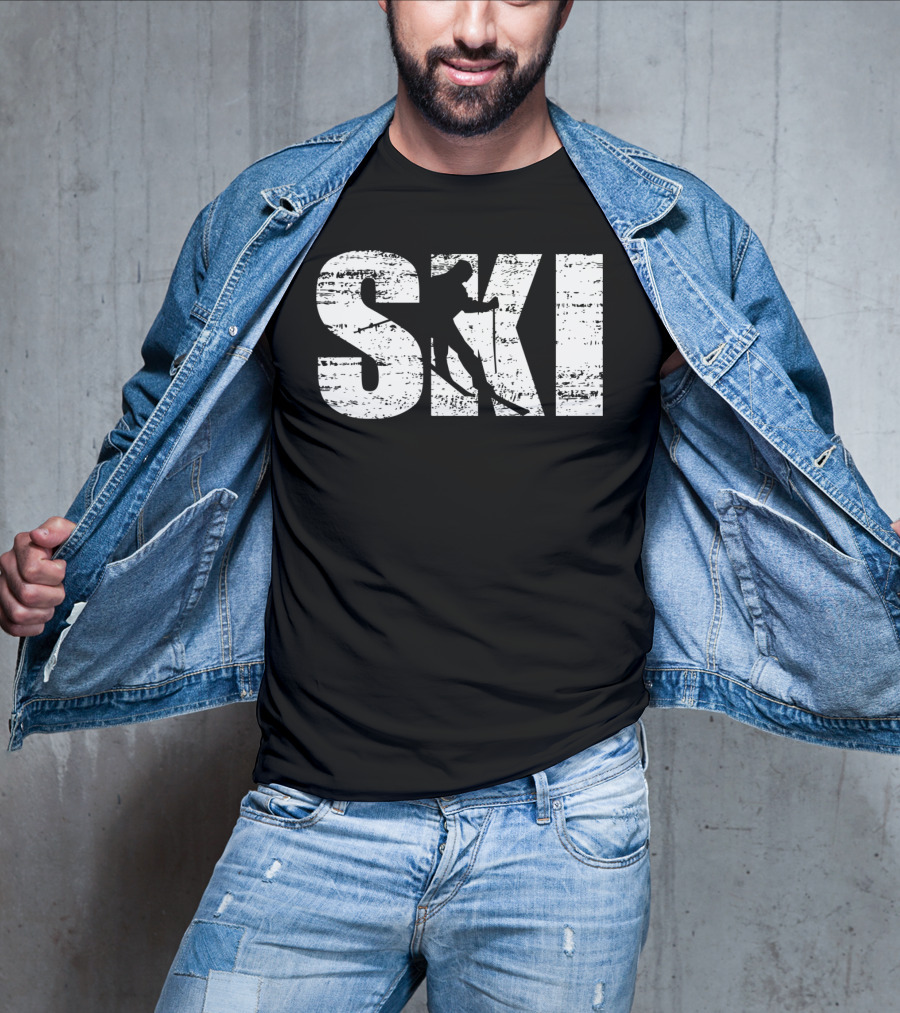 Cool Distressed Skiing For Skiers SKI T-Shirt