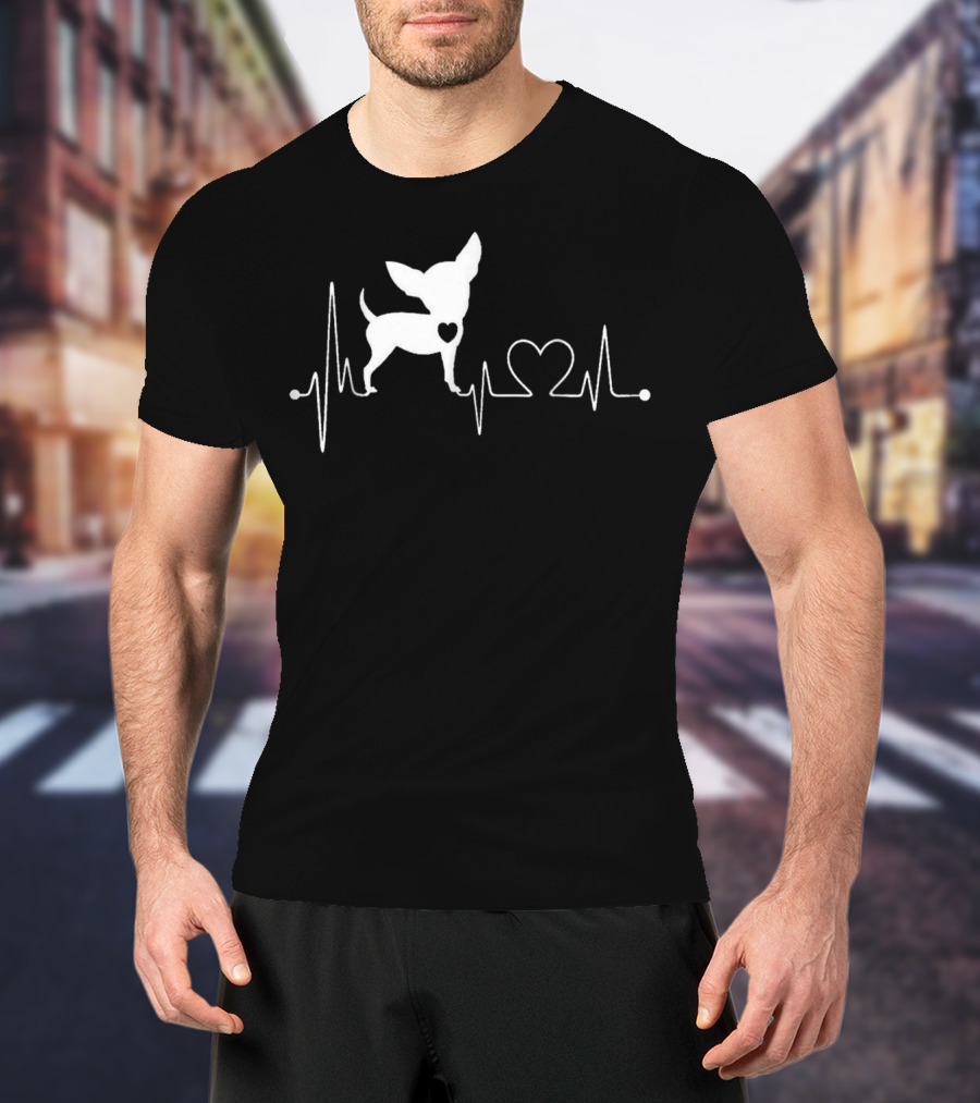 Chihuahua Dog Heartbeat Design With Heart T-Shirt