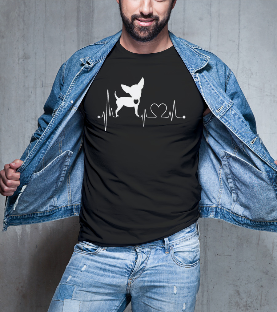 Chihuahua Dog Heartbeat Design With Heart T-Shirt
