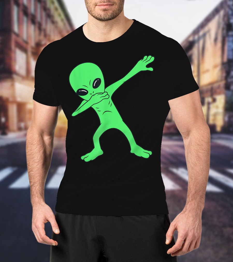 Dabbing Green Alien Halloween Funny Dab Dance T-Shirt