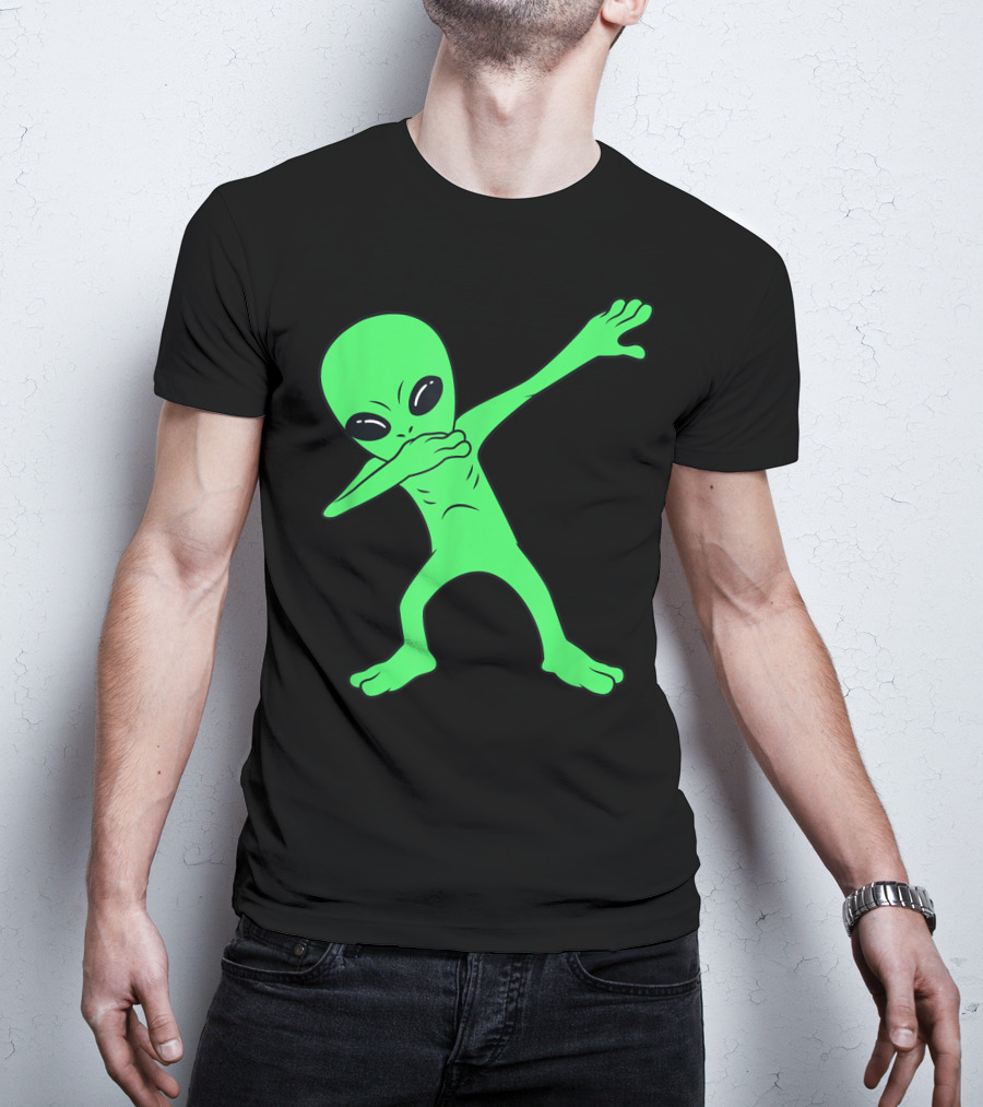 Dabbing Green Alien Halloween Funny Dab Dance T-Shirt