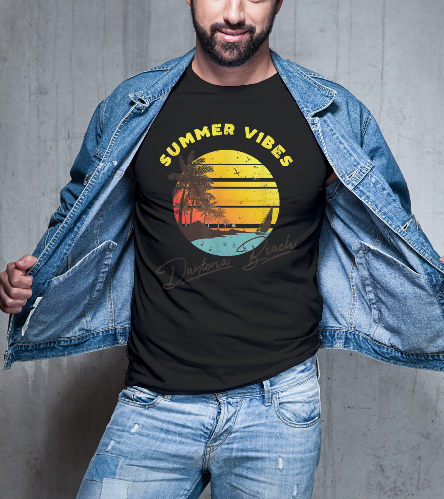 Summer Vibes Daytona Beach Tropical Sunset Palm Trees T-Shirt