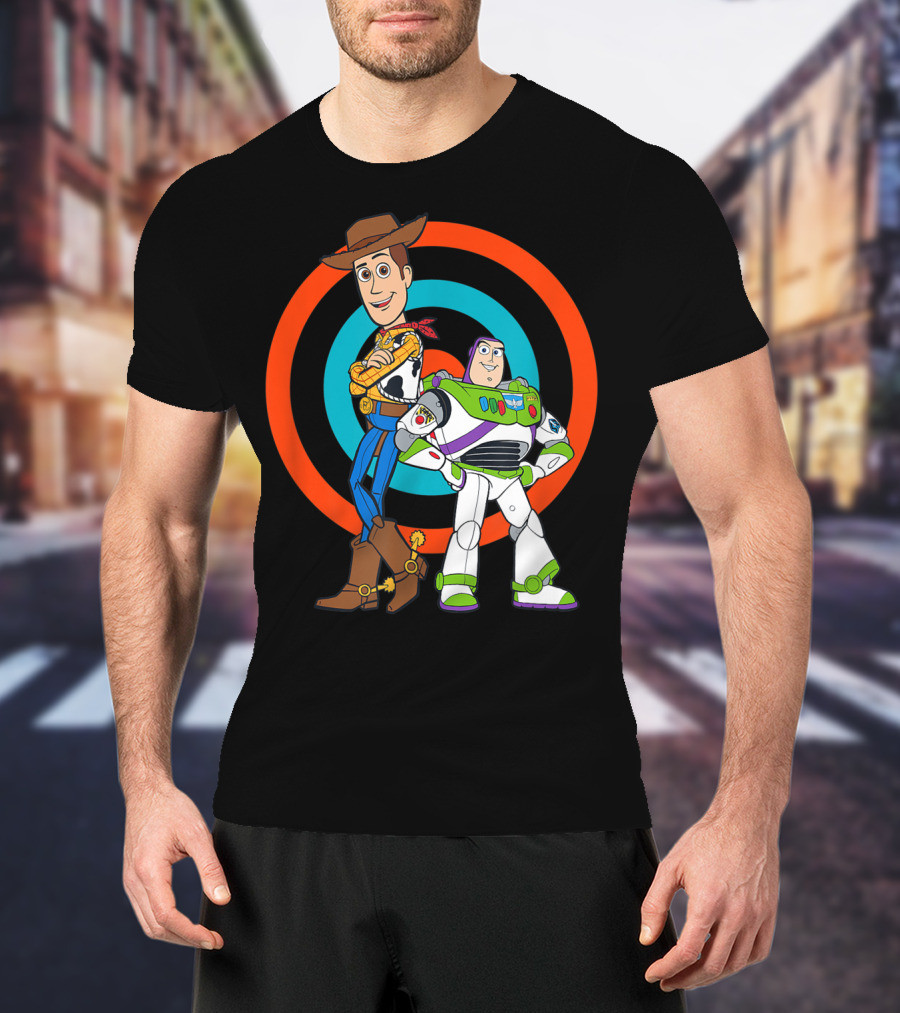 Toy Story Buzz Lightyear And Woody Target Background T-Shirt