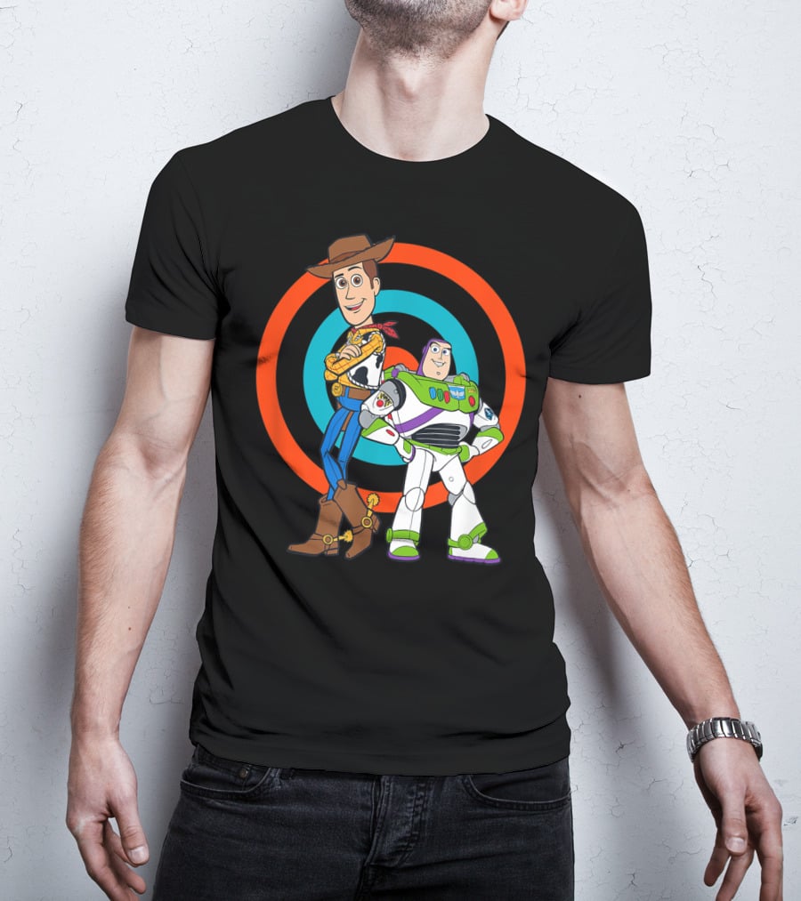 Toy Story Buzz Lightyear And Woody Target Background T-Shirt