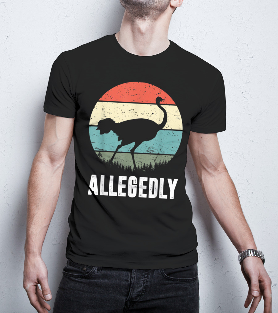 Allegedly Ostrich Silhouette Retro Stripes T-Shirt