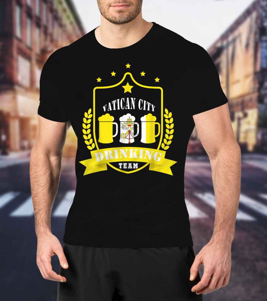 Vatican City Drinking Team Beer Crest Casual Teamwear T-Shirt