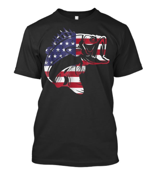 Bass Fishing USA Flag For Fishermen T-Shirt