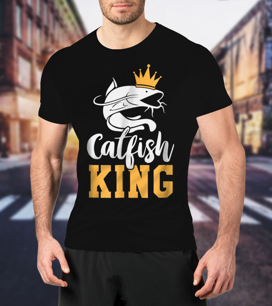 Catfish King Crowned Fishing Humor Trophy T-Shirt