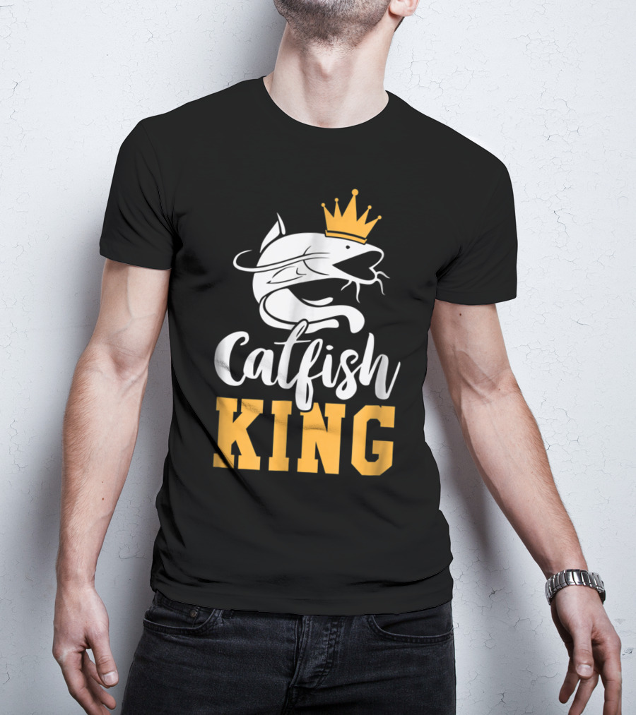 Catfish King Crowned Fishing Humor Trophy T-Shirt