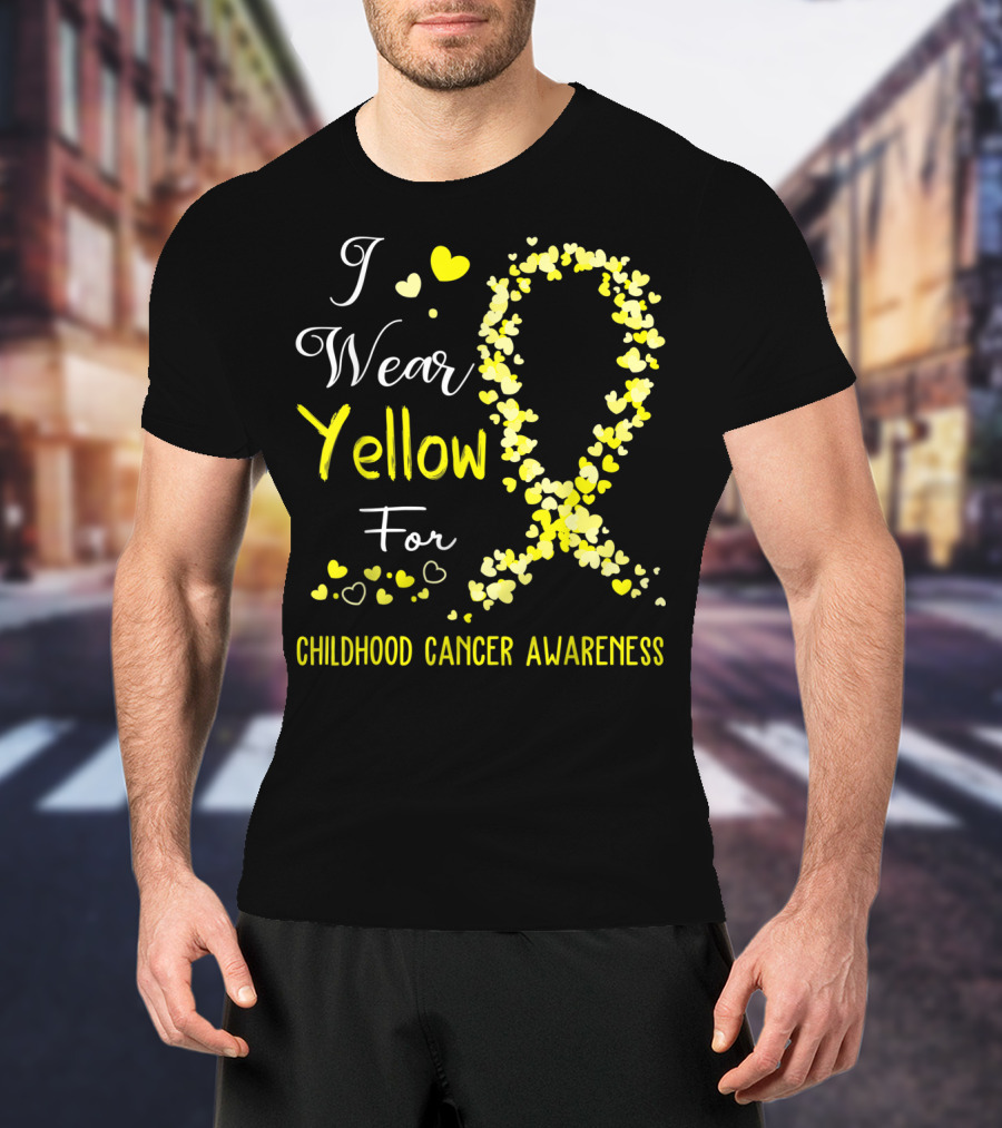I Wear Yellow For Childhood Cancer Awareness Heart T-Shirt